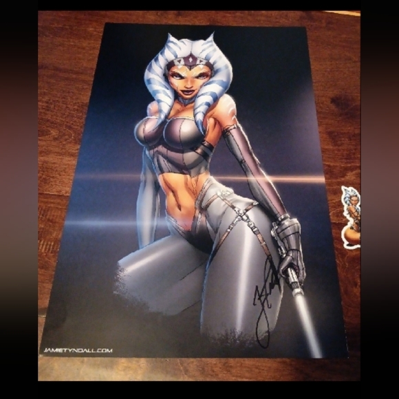 Ahsoka Tano Star Wars 11 X 17 Signed Jamie Tyndall Art Ptint With COA - Picture 1 of 4